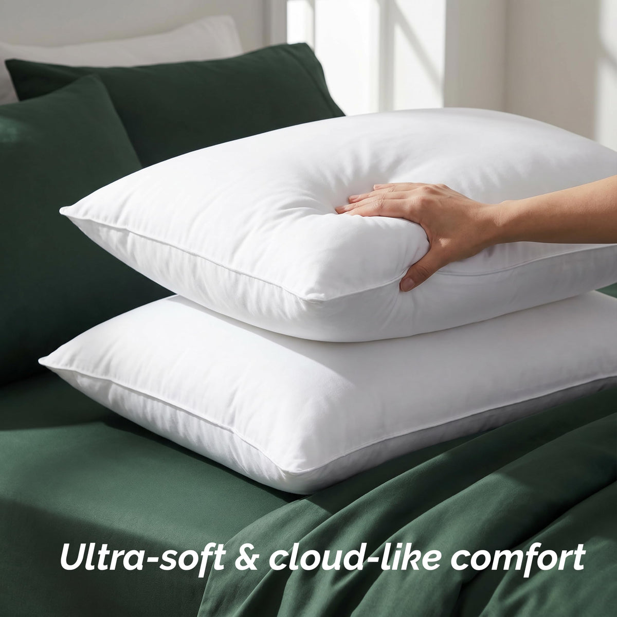 King Size Cotton Bed Pillows Set of 2 A800