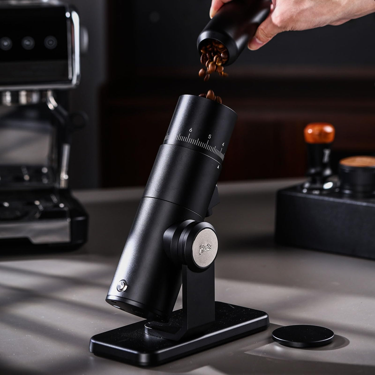 Black Electric Burr Coffee Grinder with Stainless Steel Conical Burr S64411