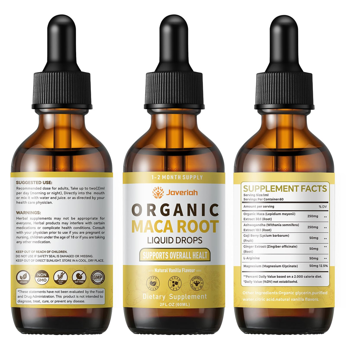 Organic Maca Root Liquid Drops with Ashwagandha 2 Fl Oz S52500