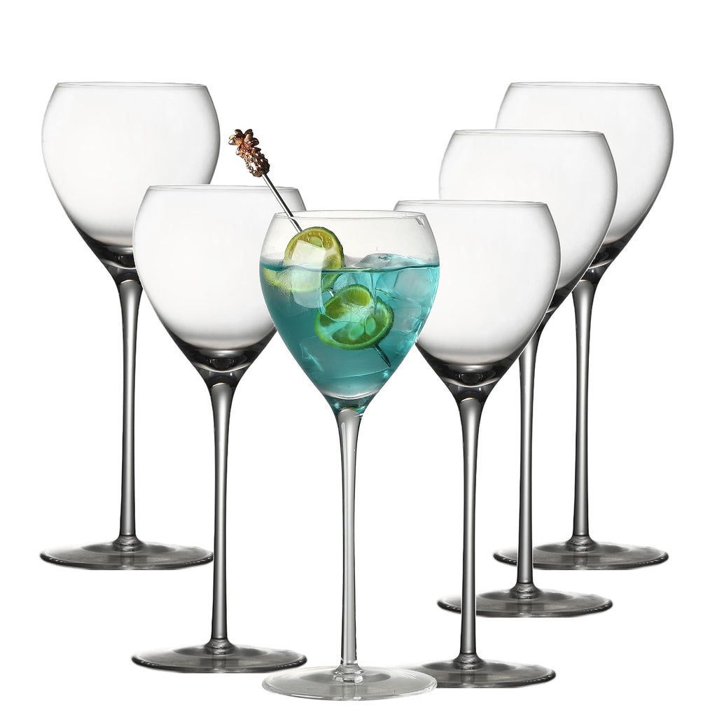 Hand Blown Crystal Cocktail Glasses Set of 6, 5.8Oz Clear T429012