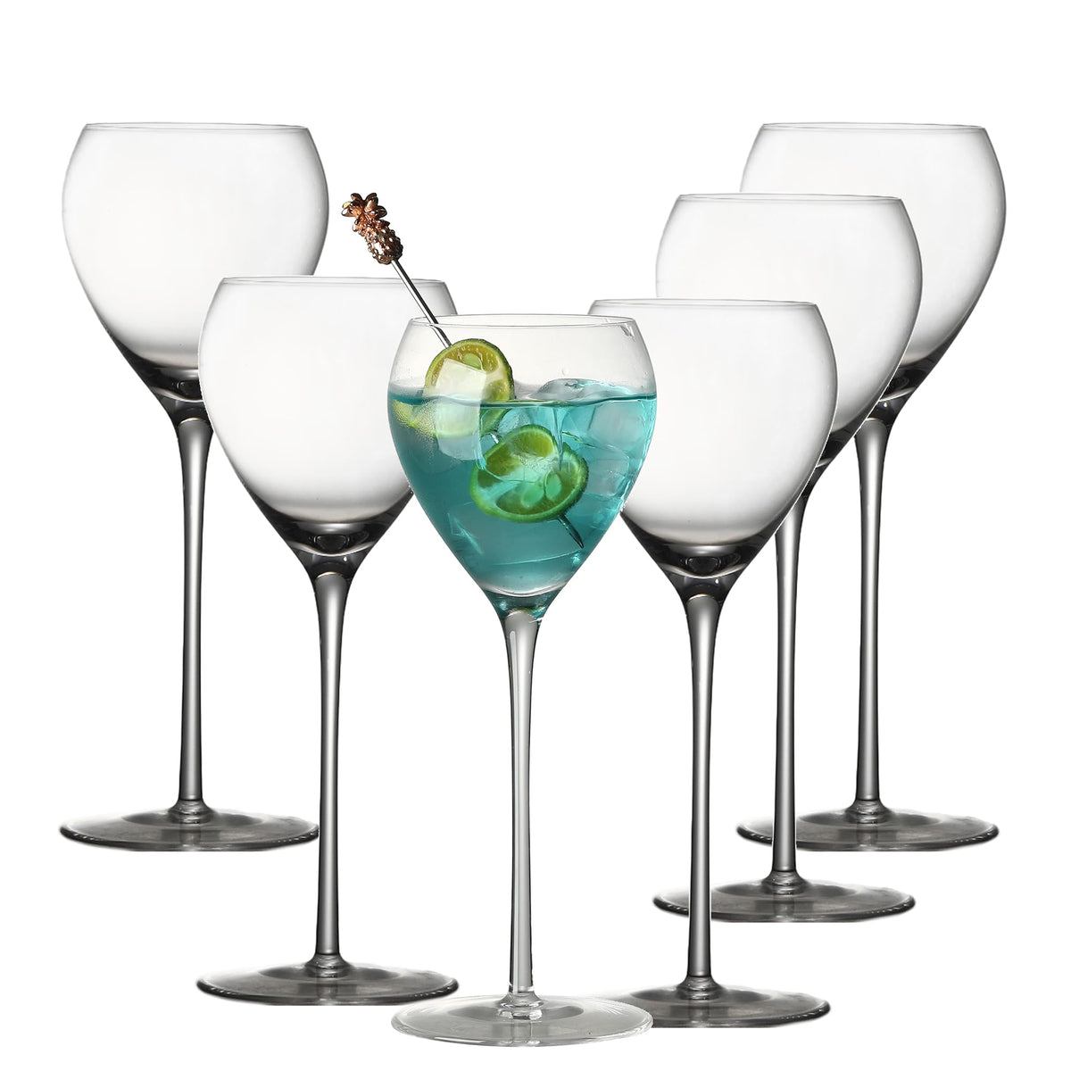 Hand Blown Crystal Cocktail Glasses Set of 6, 5.8Oz Clear T429012