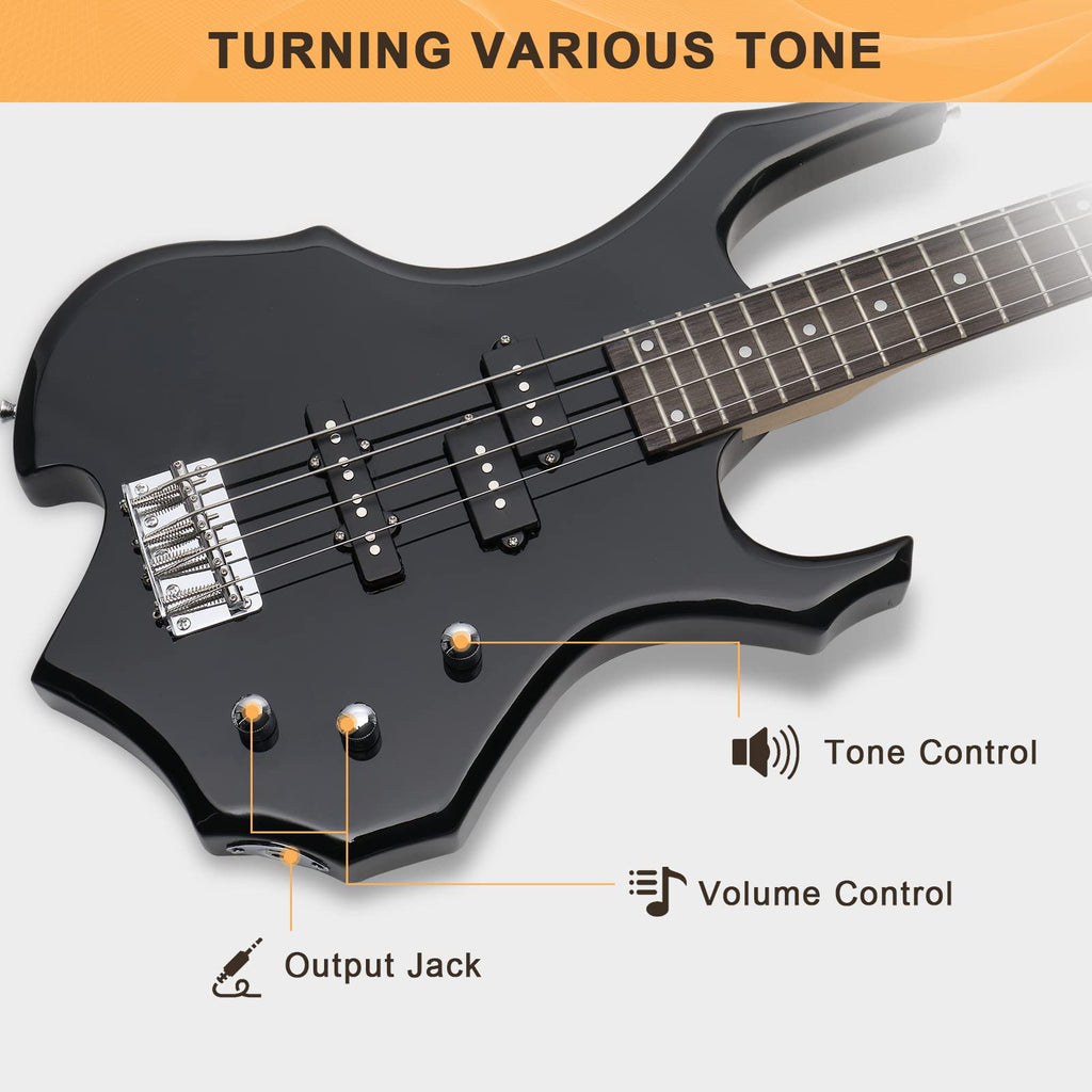 Electric Bass Guitar 4 Strings Black T26299
