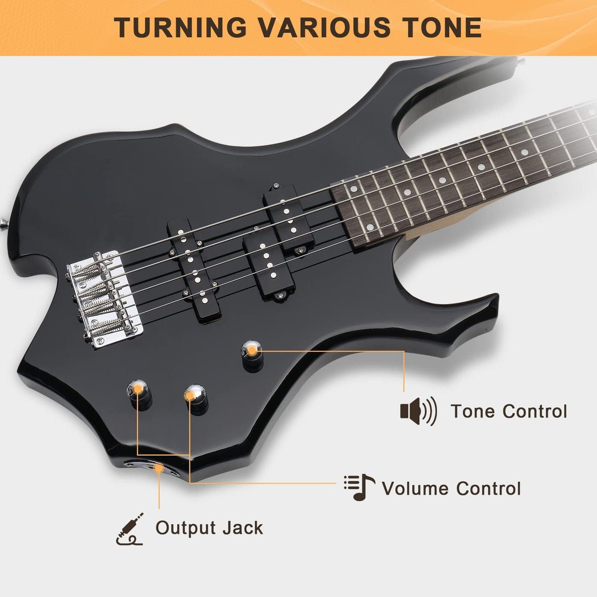 Electric Bass Guitar 4 Strings Black T26299