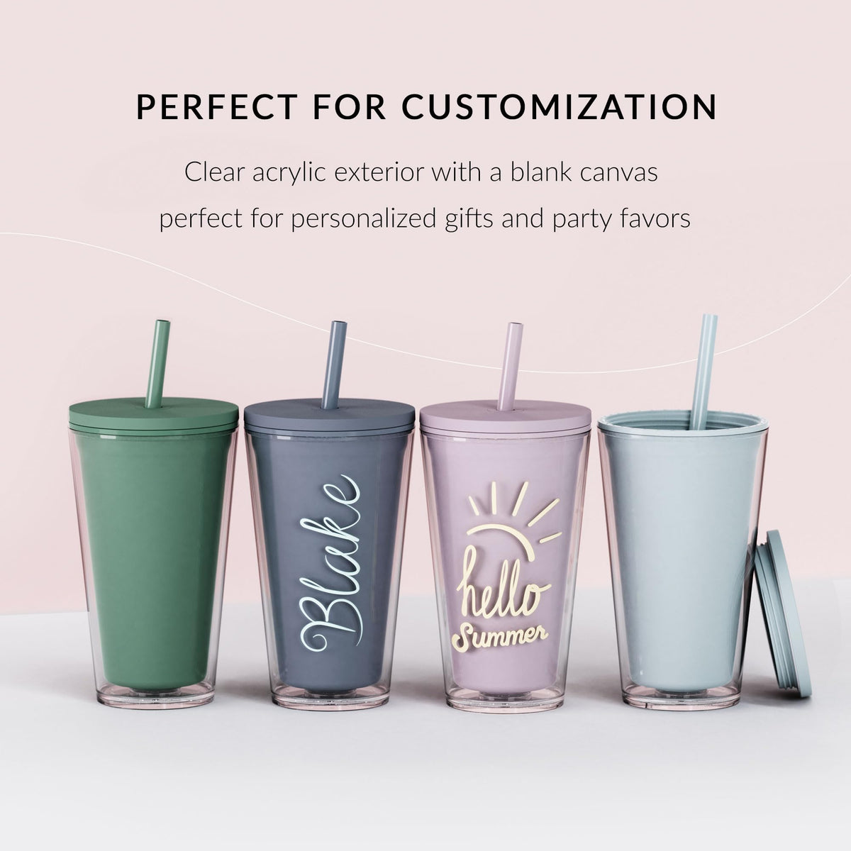 Clear 16oz Insulated Acrylic Tumbler with Lid and Straw, 2 Pack M723924