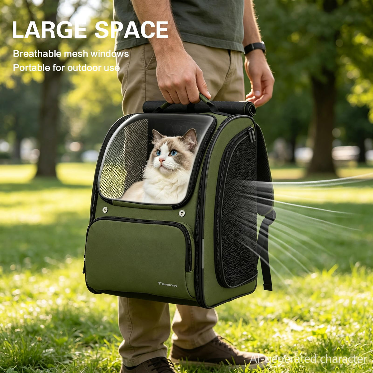 Green Expandable Cat Backpack Carrier S625951