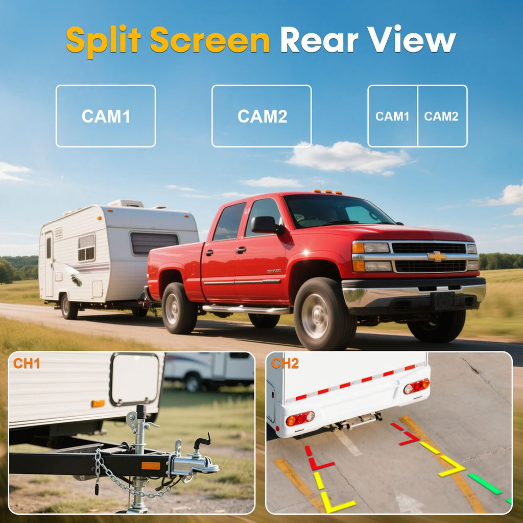 7" Split Screen Dual Backup Camera System P5938
