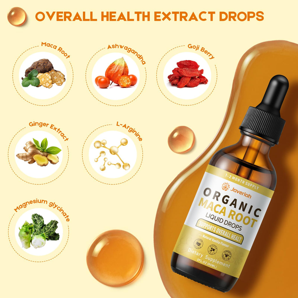 Organic Maca Root Liquid Drops with Ashwagandha 2 Fl Oz S52500