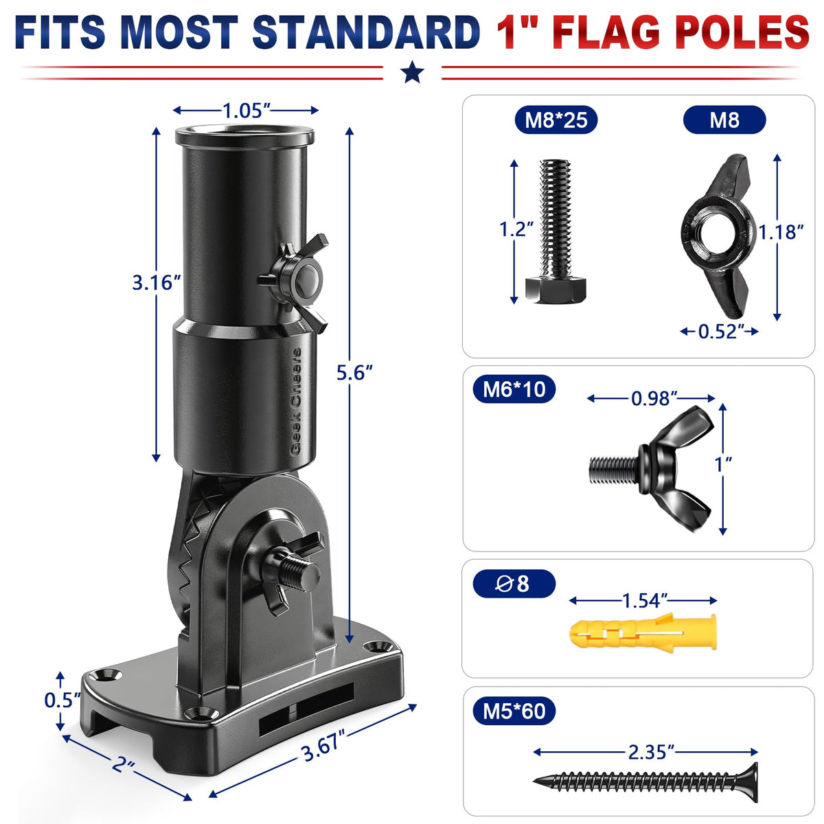 Heavy Duty Stainless Steel Flag Pole Holder B6270