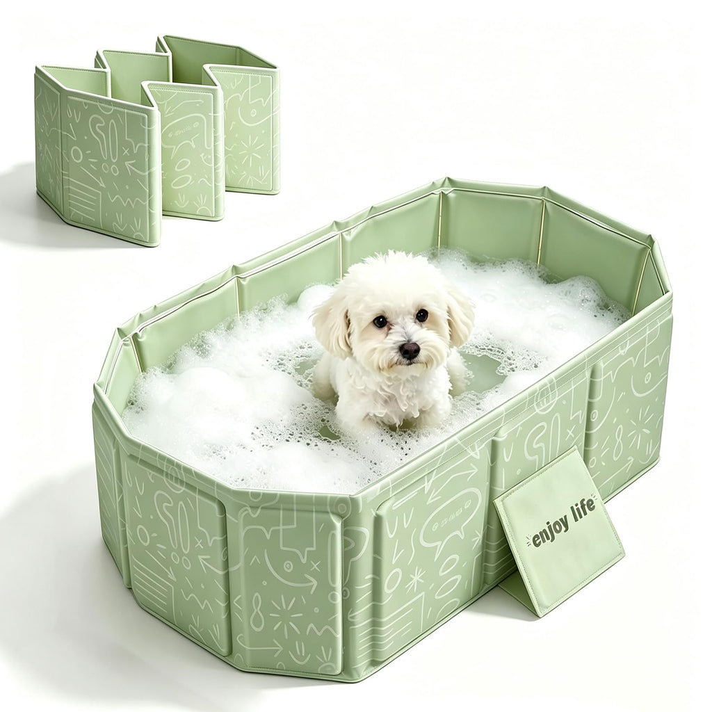 Foldable Pet Bath Pool 29.5×17.7 Inches Green P586814