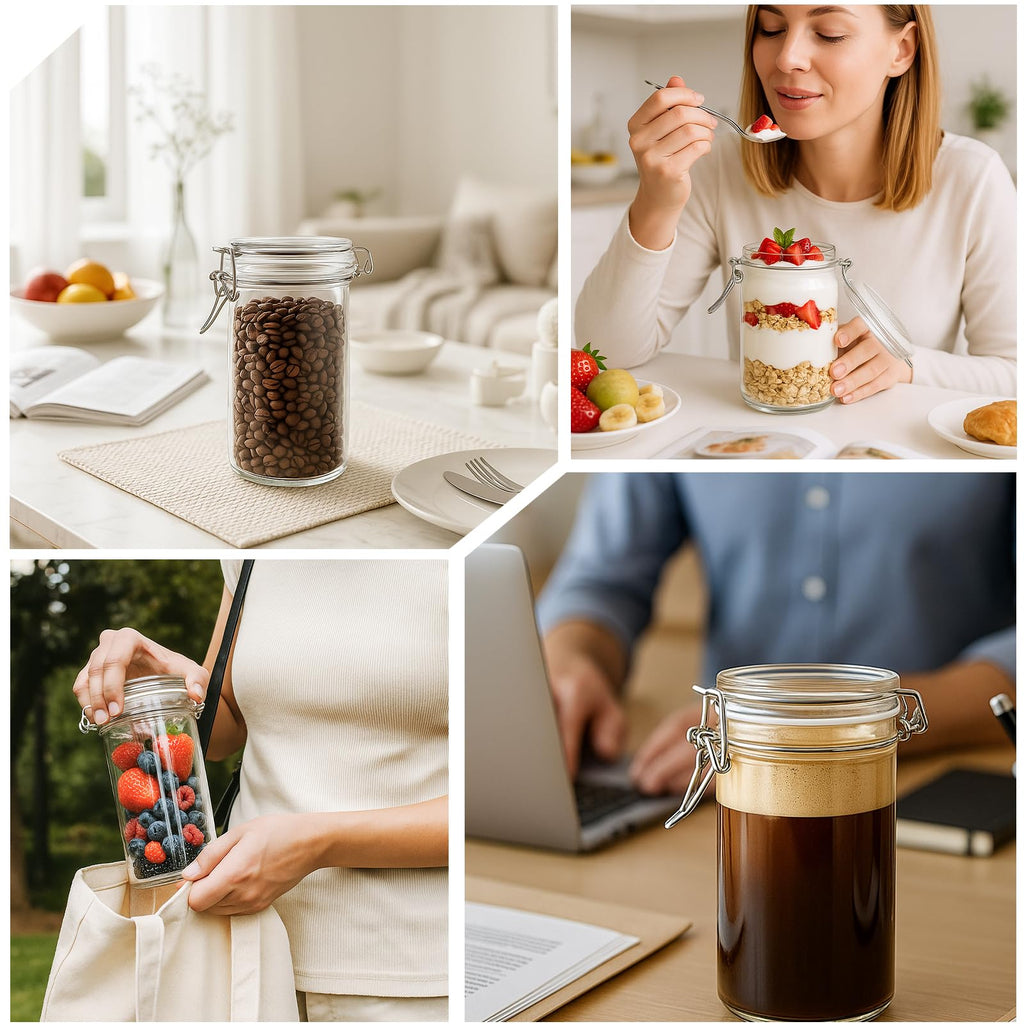 8 PCS 16 oz Glass Jars with Airtight Lid K22863