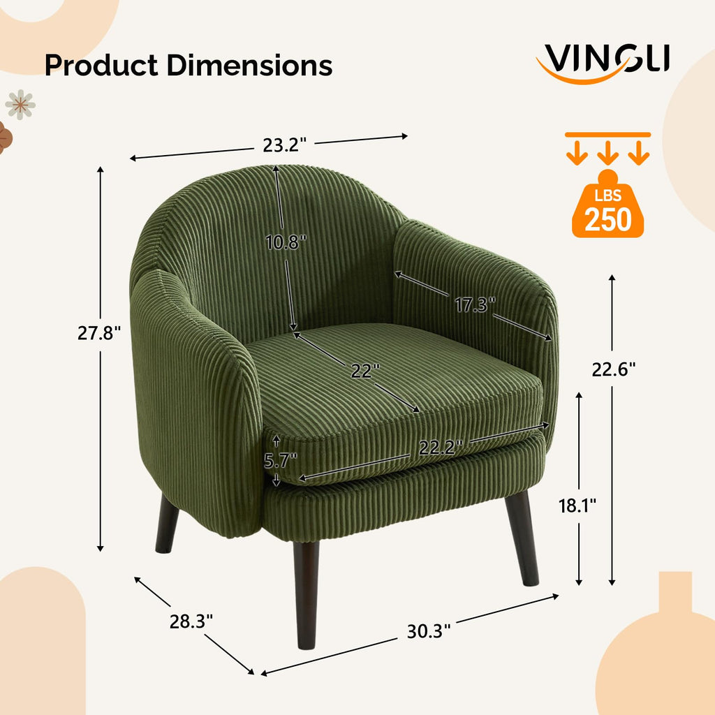 Green Corduroy Accent Armchairs Set of 2 U4273