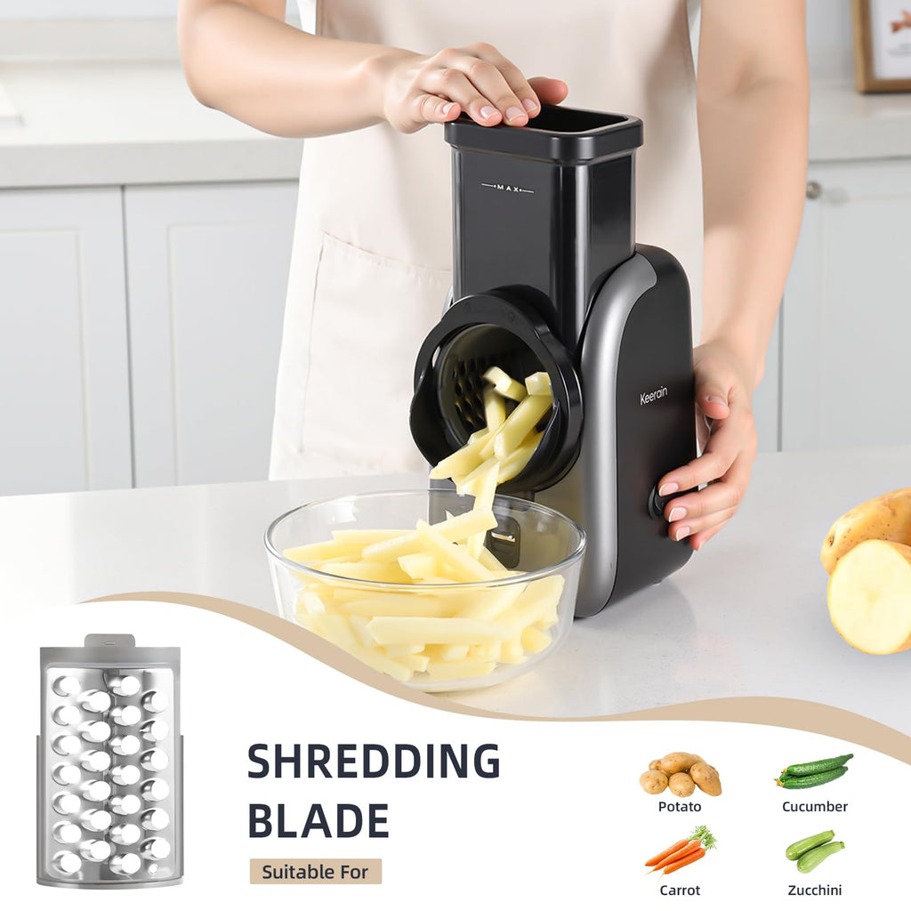 Electric Vegetable Slicer and Cheese Grater with 4 Stainless Steel Blades M5015