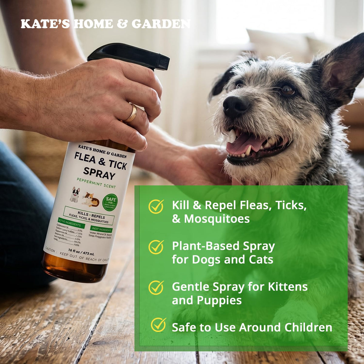 Flea and Tick Spray for Dogs & Cats 16oz Z6463