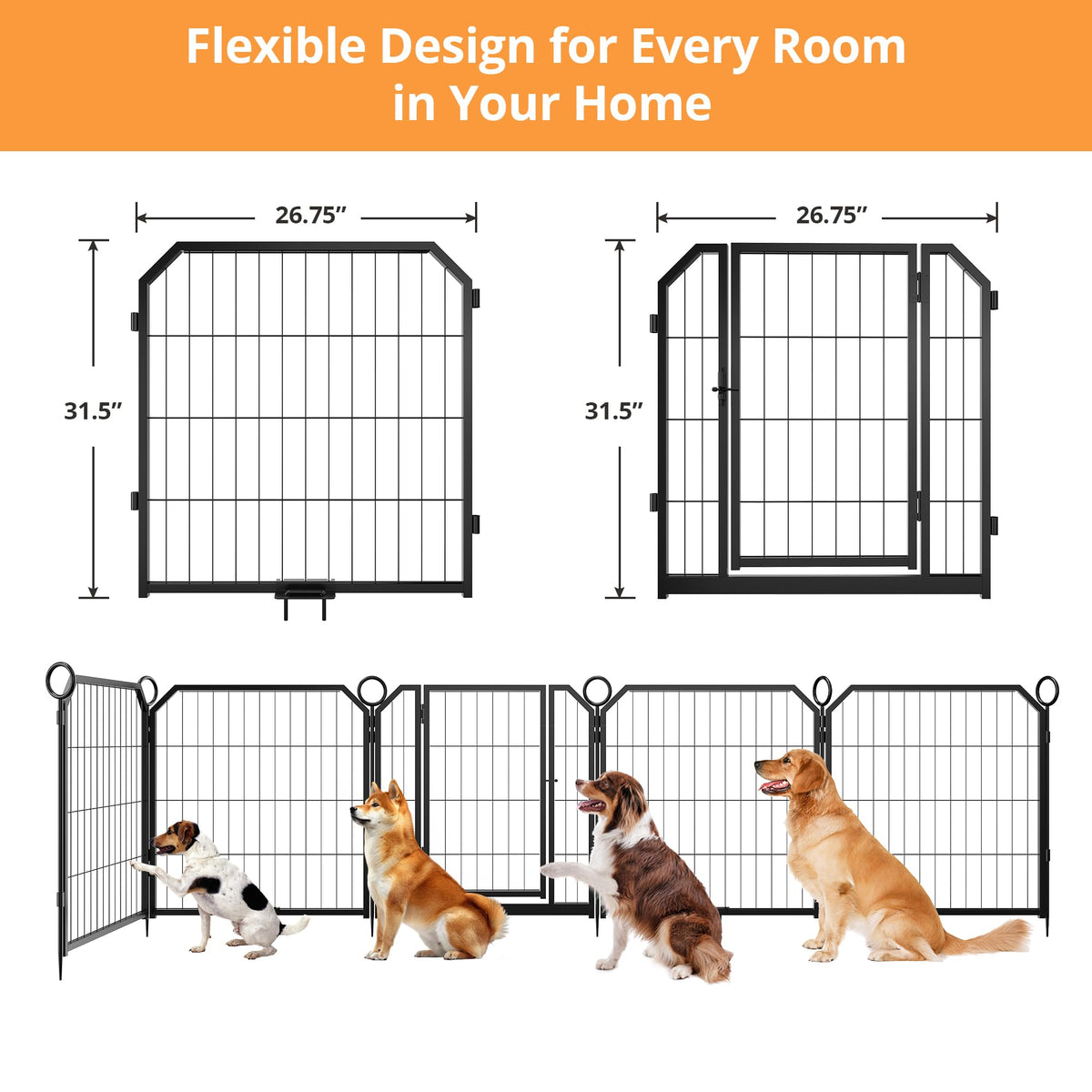 32 in 16 Panel Dog Playpen with Gate S204413
