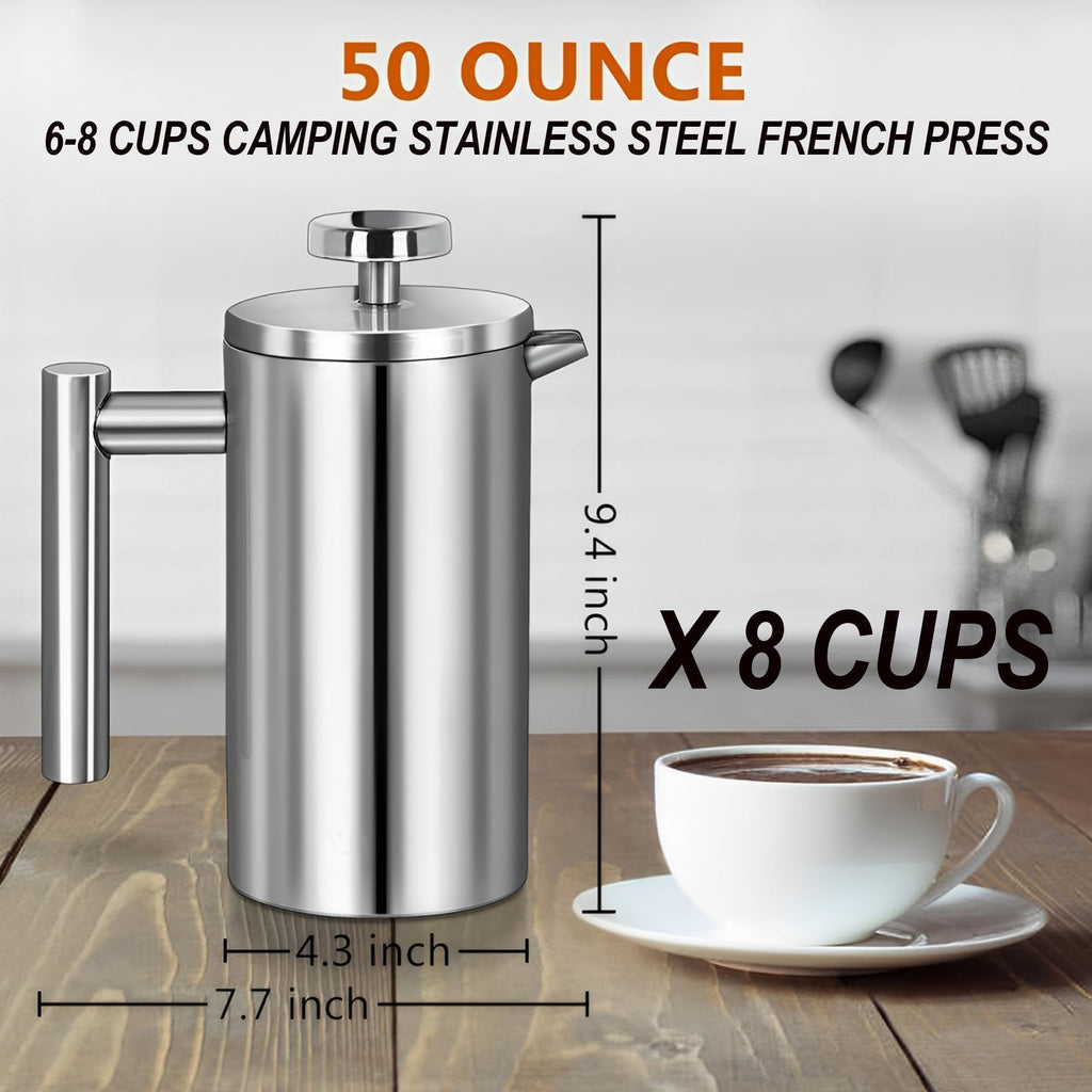 50oz Stainless Steel Double Wall Insulated French Press W27247