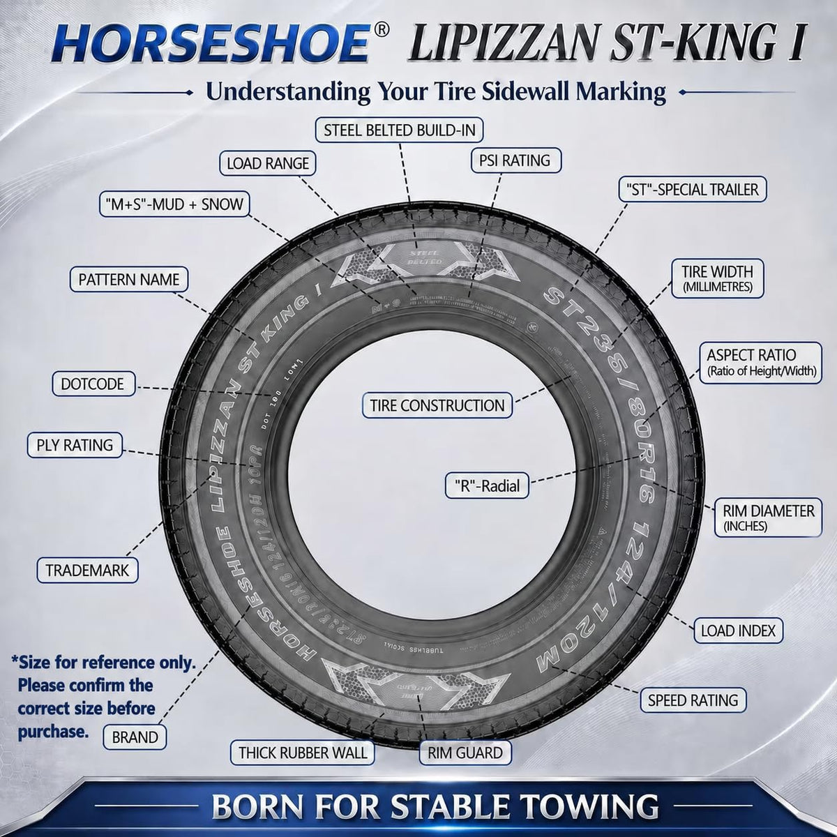 4 ST205/75R15 10PR Steel Belted Radial Trailer Tire M4482