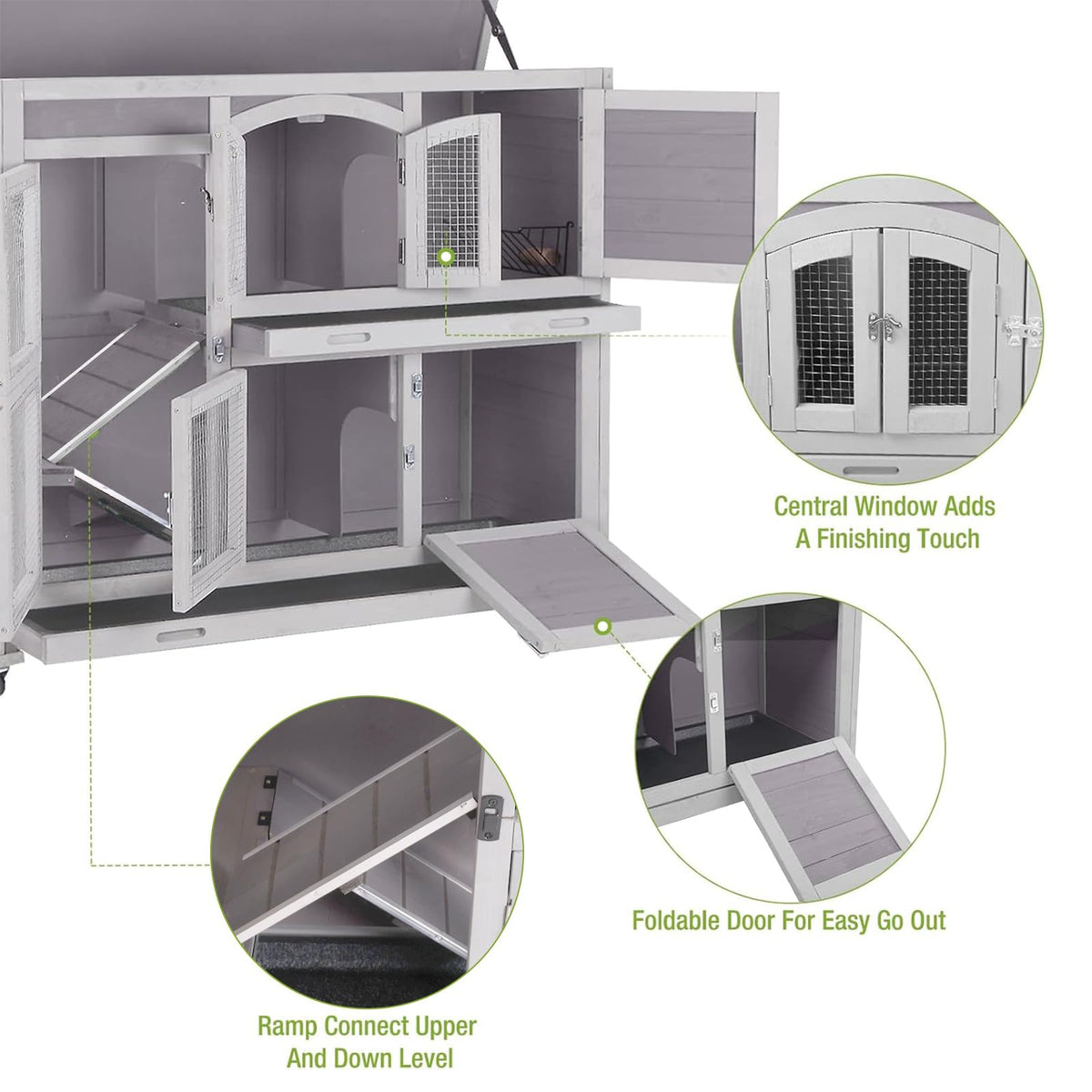 Rabbit Hutch with Plastic Tray W7206