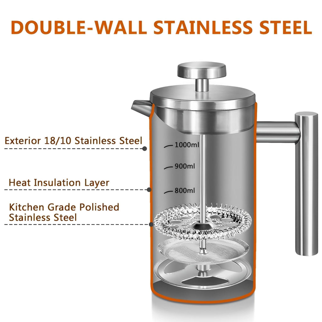 50oz Stainless Steel Double Wall Insulated French Press W27247