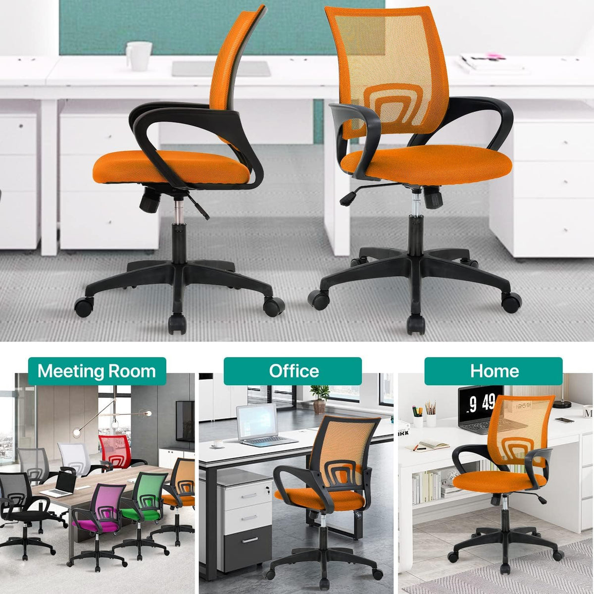 Ergonomic Orange Mesh Office Chair with Lumbar Support E6550