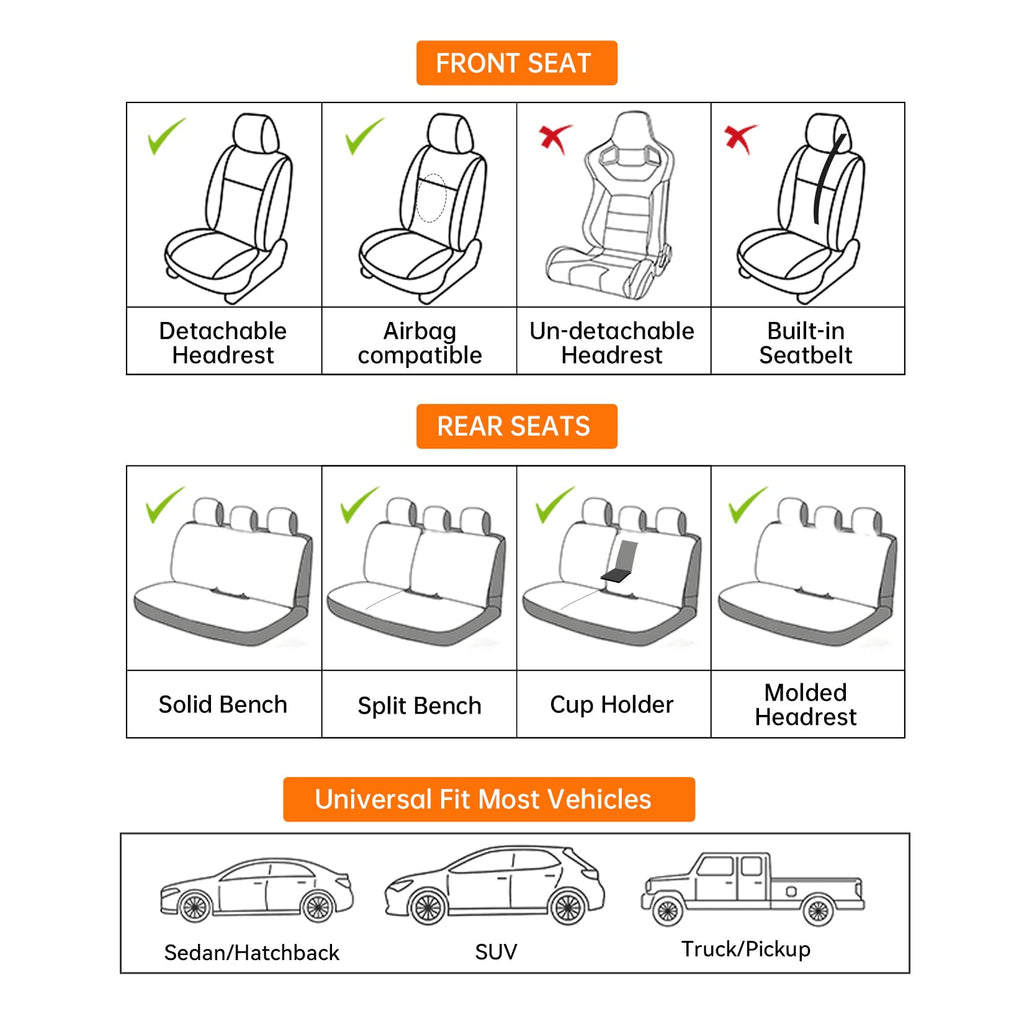 Black White Car Seat Covers Full Set I4510