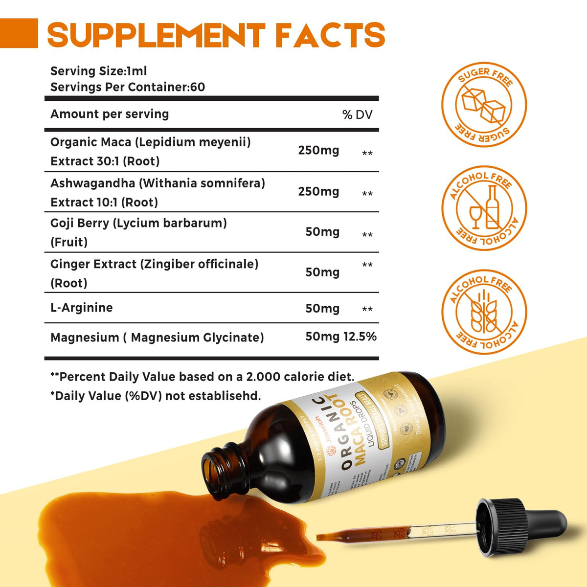 Organic Maca Root Liquid Drops with Ashwagandha 2 Fl Oz S52500