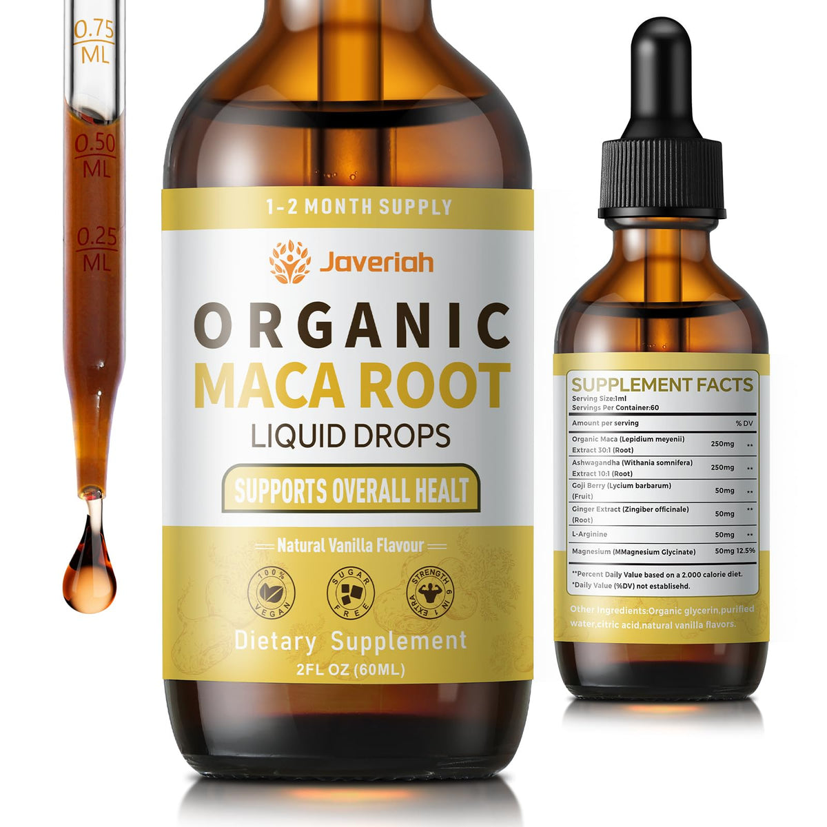 Organic Maca Root Liquid Drops with Ashwagandha 2 Fl Oz S52500