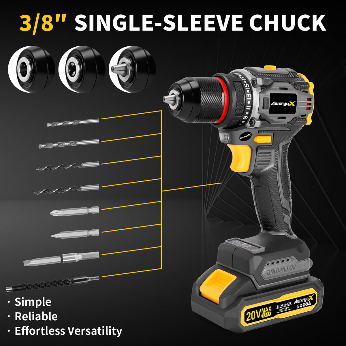 Brushless Compact Cordless Drill Tool Set 135Pcs X51270