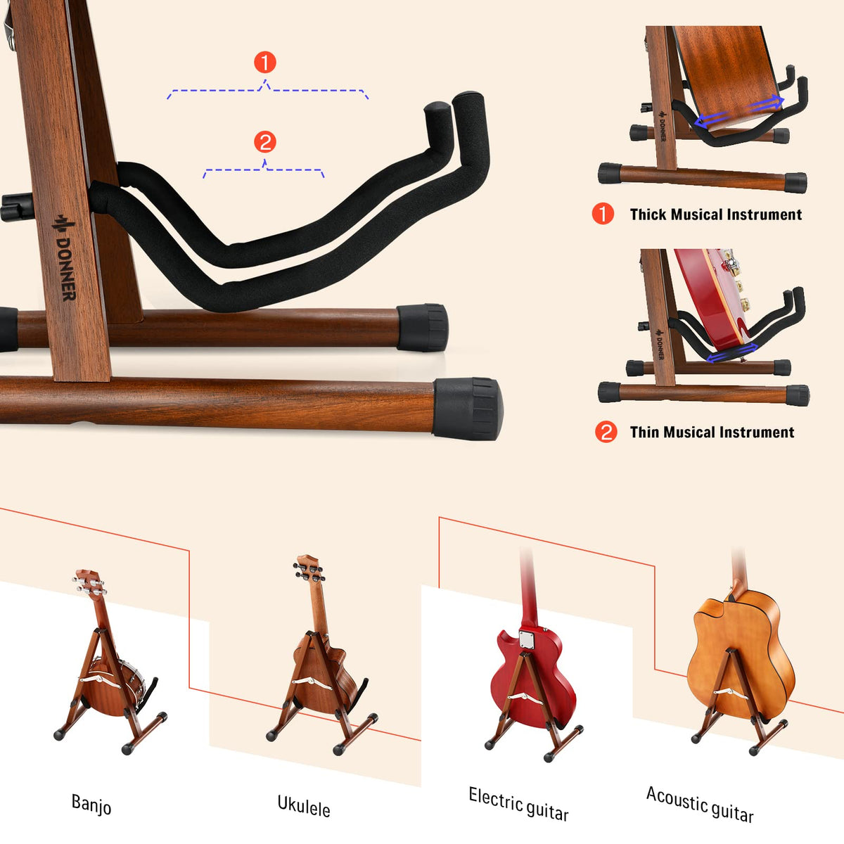 Wooden A Frame Folding Guitar Stand V2842