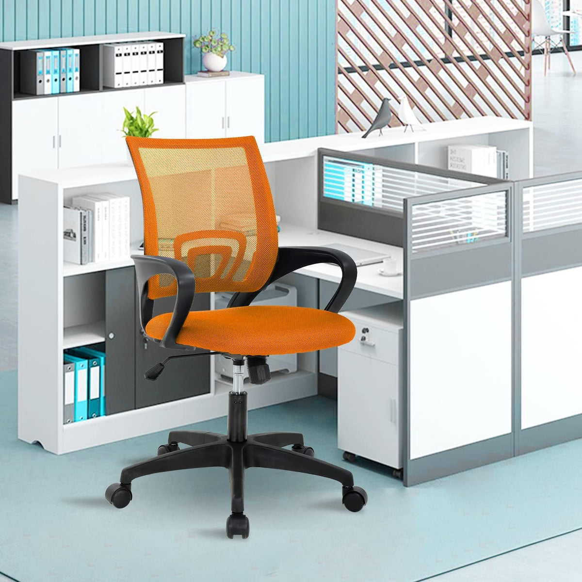 Ergonomic Orange Mesh Office Chair with Lumbar Support E6550