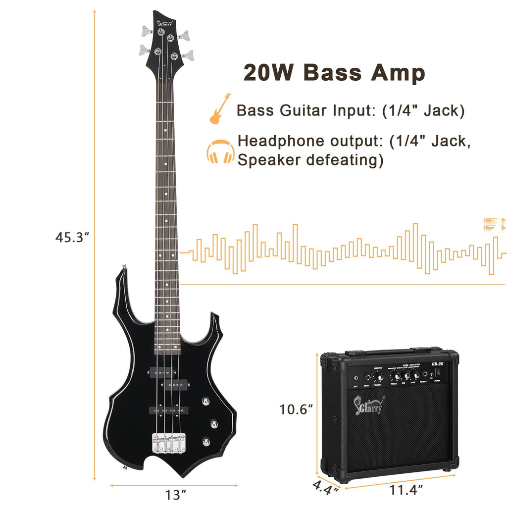Electric Bass Guitar 4 Strings Black T26299