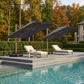 Navy Blue Wood Grain 9FT Square Patio Umbrella P54573