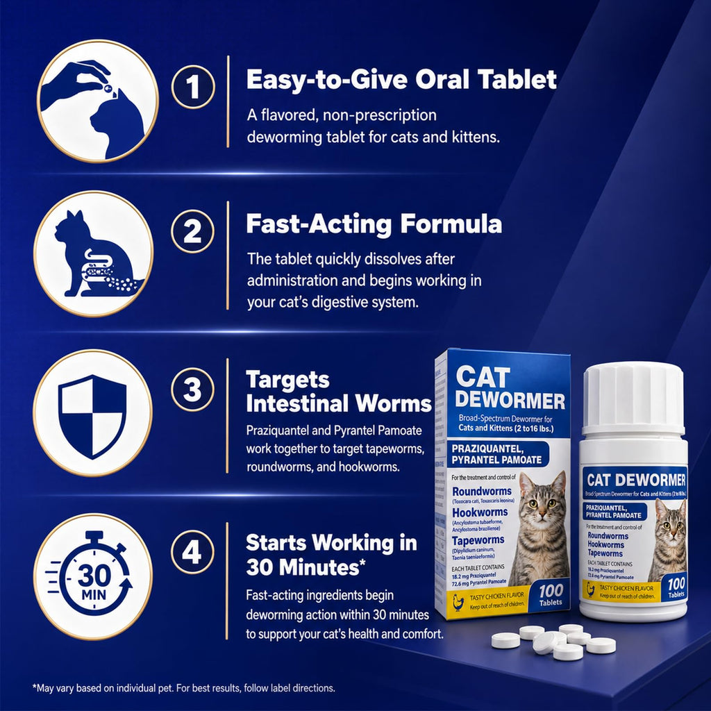 Cat and Kitten Dewormer 100 Tablets S727517