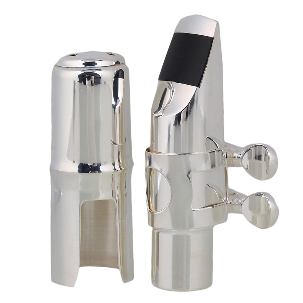Silver Brass Alto Saxophone Mouthpiece with Cap Ligature P104