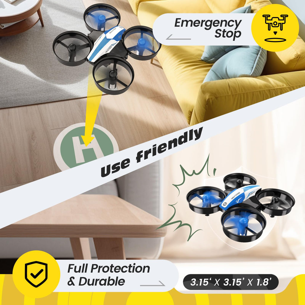 Mini Drone RC Nano Quadcopter with Auto Hovering 3D Flips and 3 Batteries Blue N503217