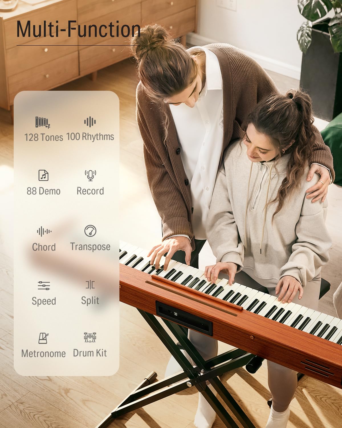 88 Keys Digital Piano with Stand and Sustain Pedal S72429