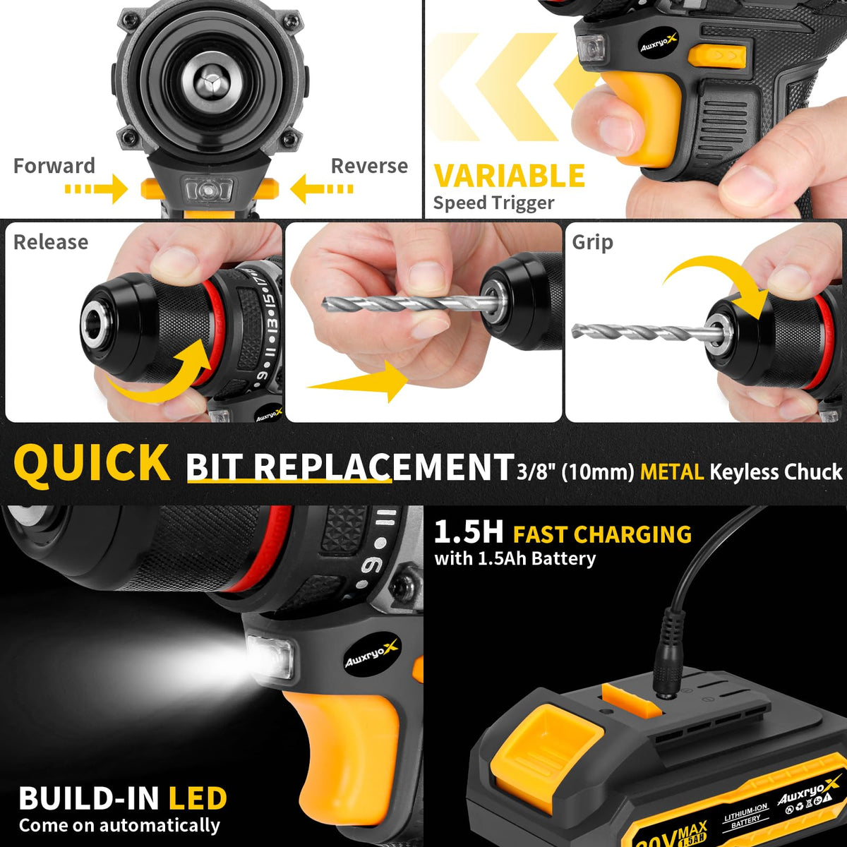Brushless Compact Cordless Drill Tool Set 135Pcs X51270