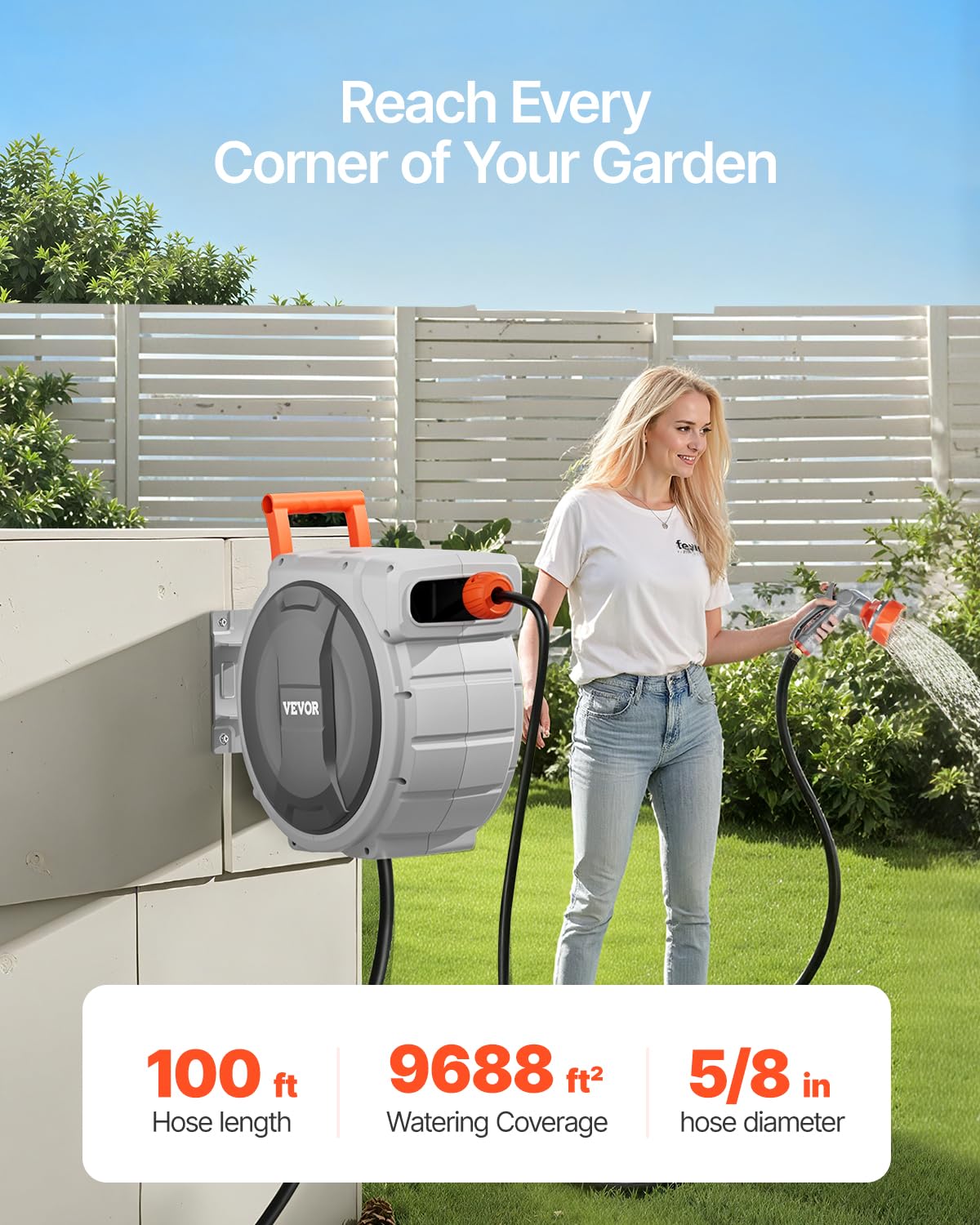 5/8 Inch x 100 ft Retractable Garden Hose Reel M574