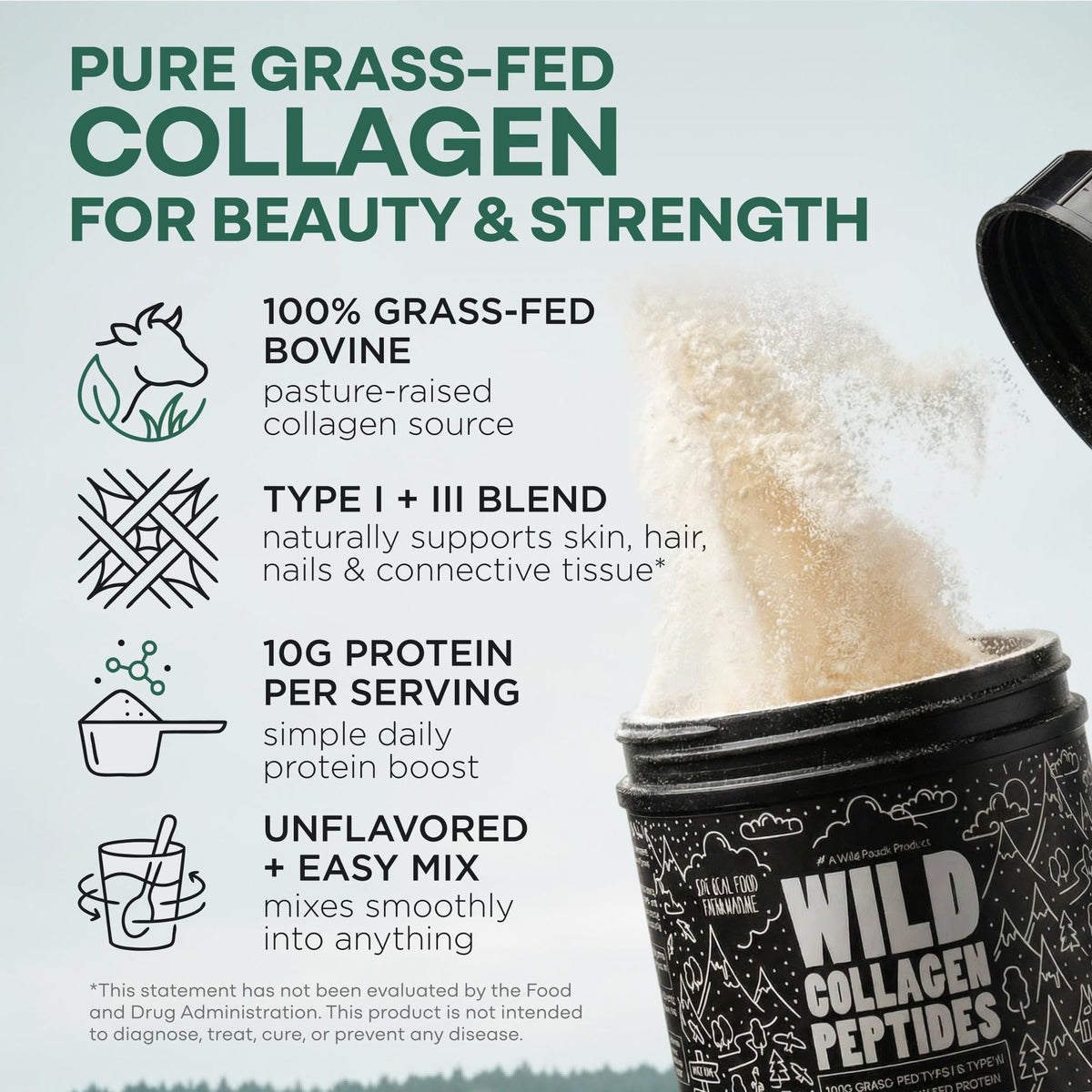 Collagen Peptides Powder Grass-Fed Hydrolyzed 16oz Z1360