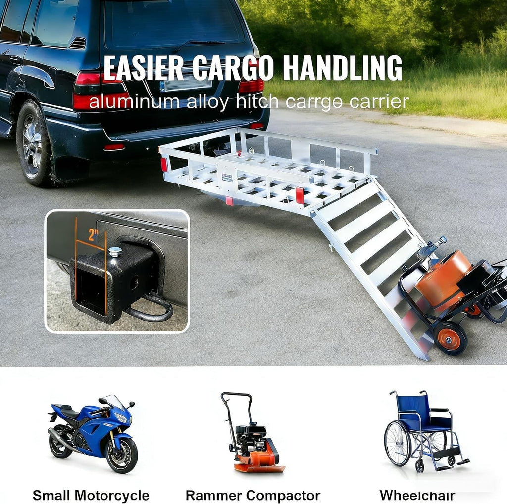 Aluminum Hitch Cargo Carrier with Folding Ramp V431