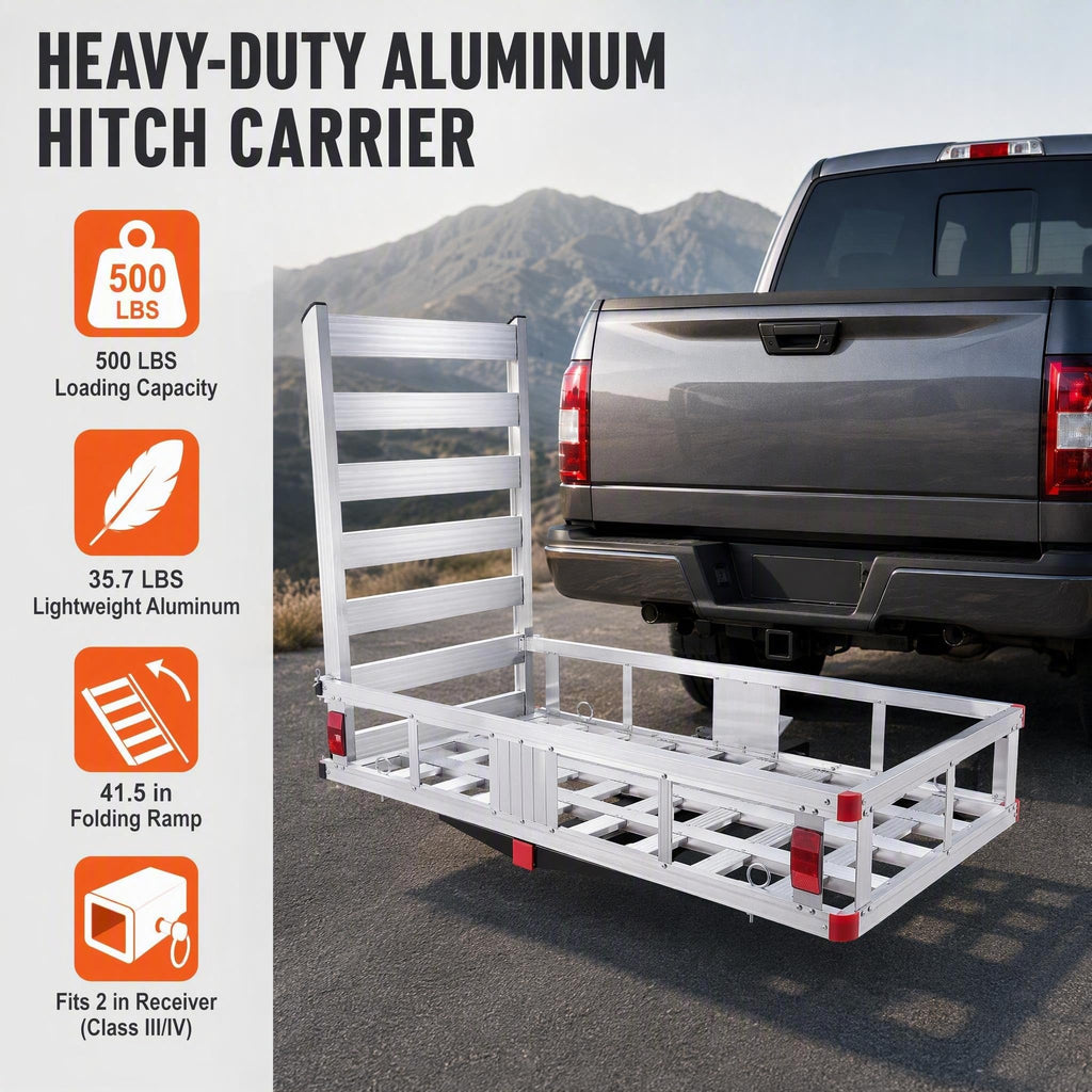 Aluminum Hitch Cargo Carrier with Folding Ramp V431
