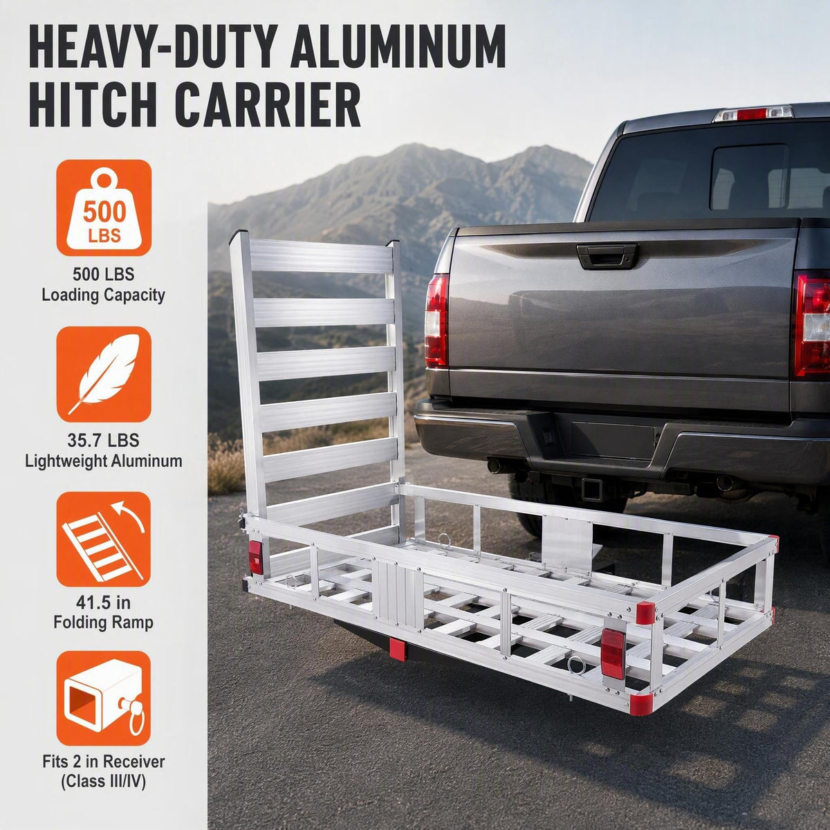 Aluminum Hitch Cargo Carrier with Folding Ramp V431