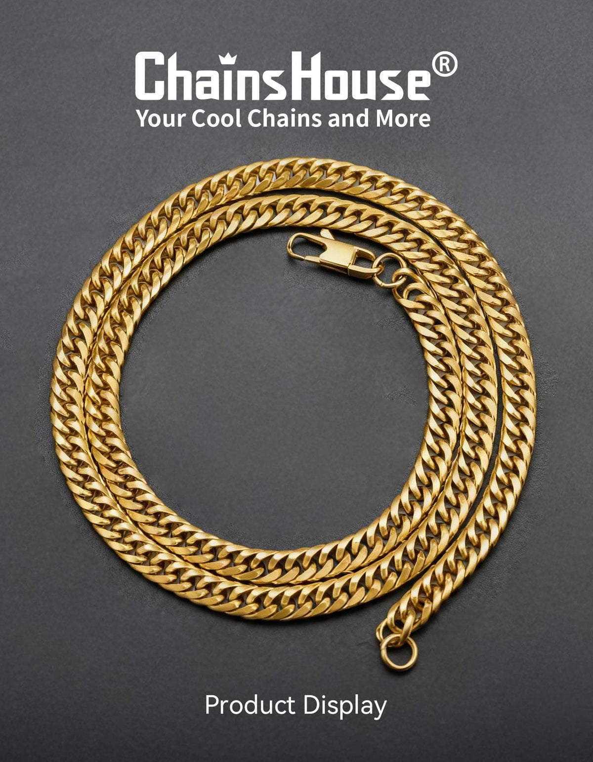 Cuban Link Chain Stainless Steel 14K Gold Plated J12251