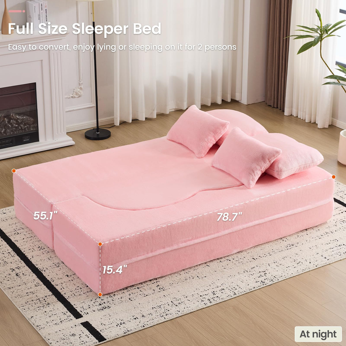 Pink Convertible Sofa Bed T853