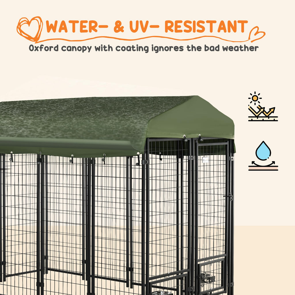 8' x 4' x 6' Outdoor Dog Kennel with Rotating Bowls C6744