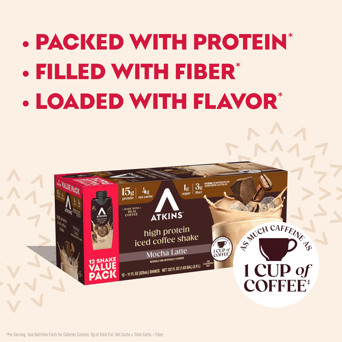 High Protein Mocha Latte Iced Coffee Shake, 12 Count A9425