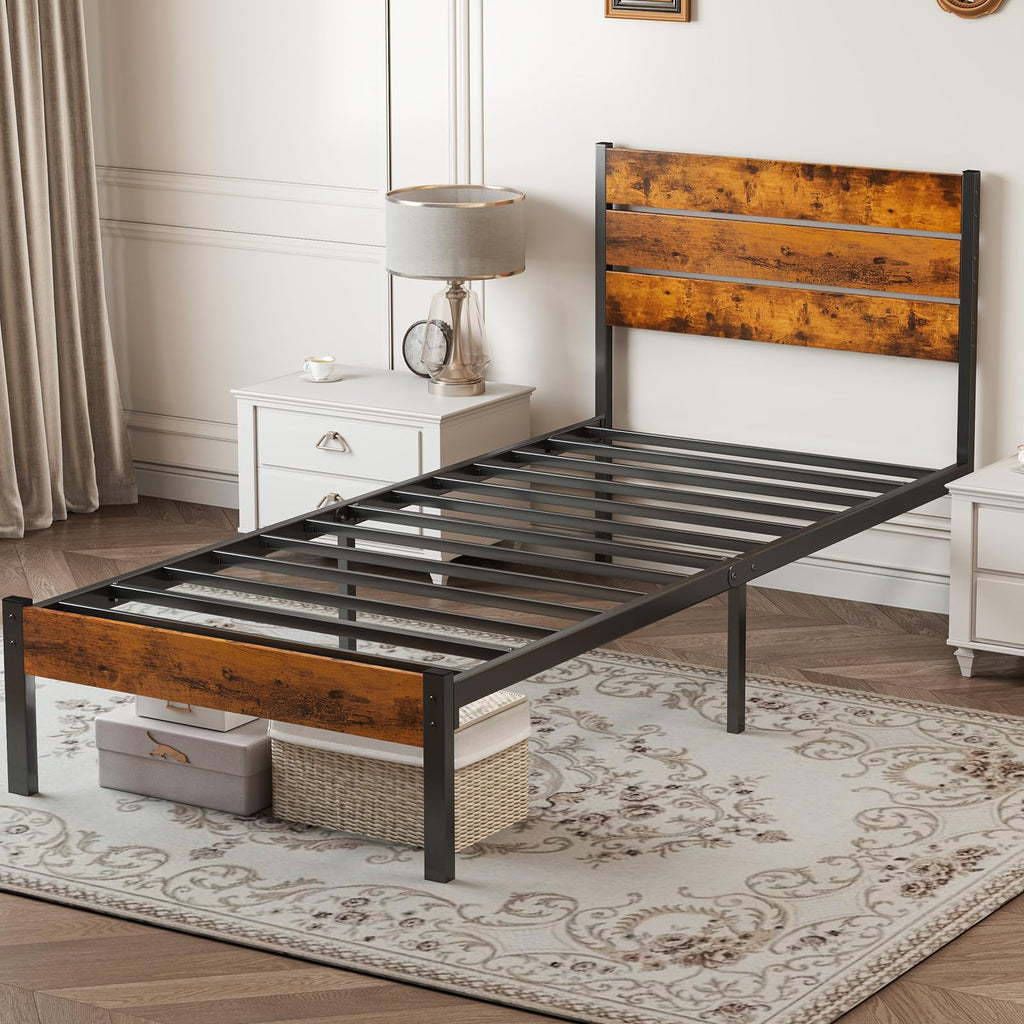 Twin Wood Bed Frame with Headboard G465
