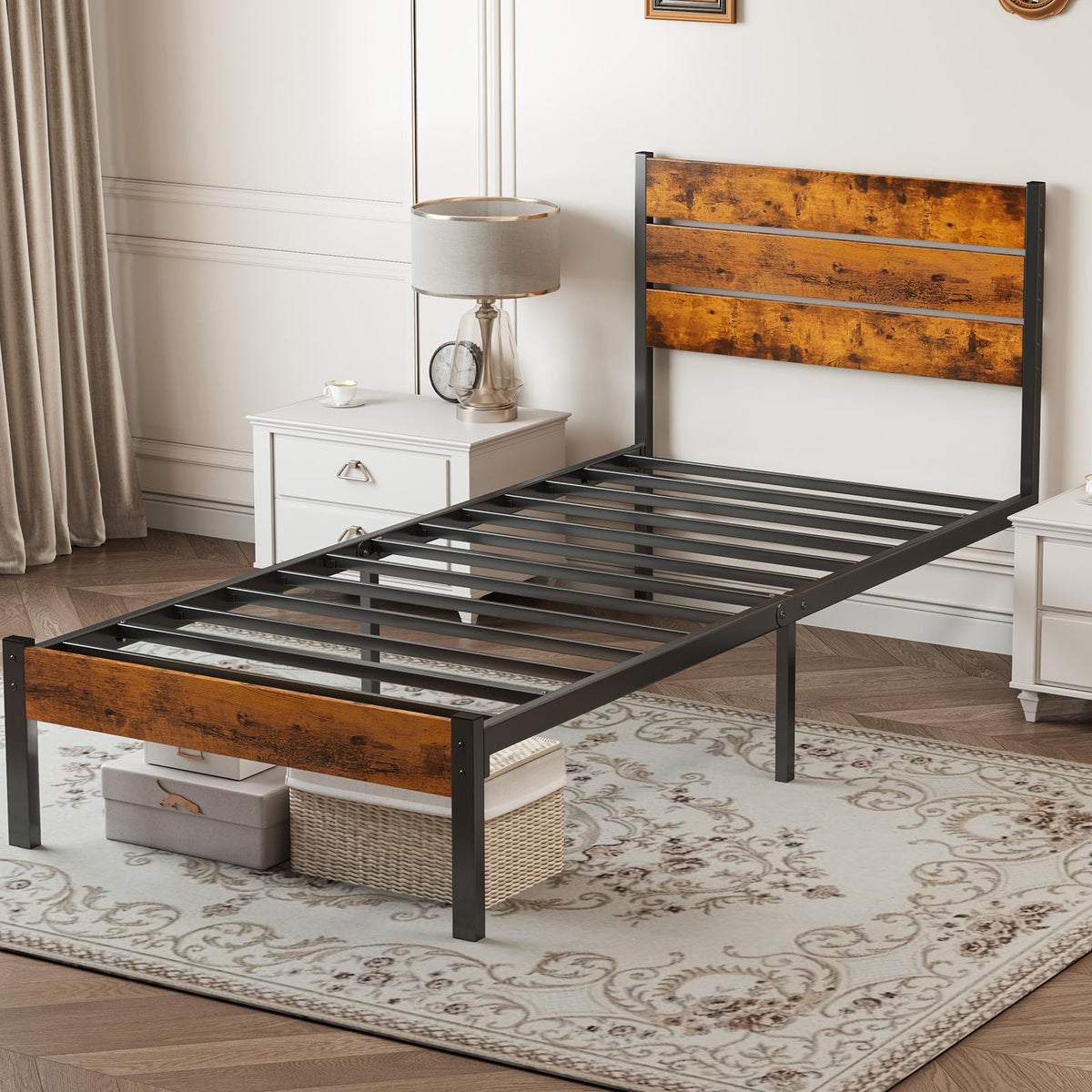 Twin Wood Bed Frame with Headboard G465