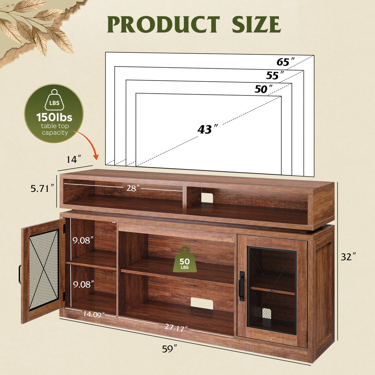Brown TV Stand with LED S202