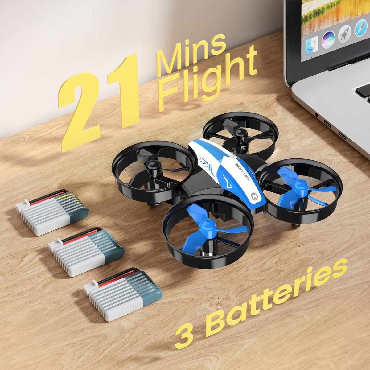 Mini Drone RC Nano Quadcopter with Auto Hovering 3D Flips and 3 Batteries Blue N503217