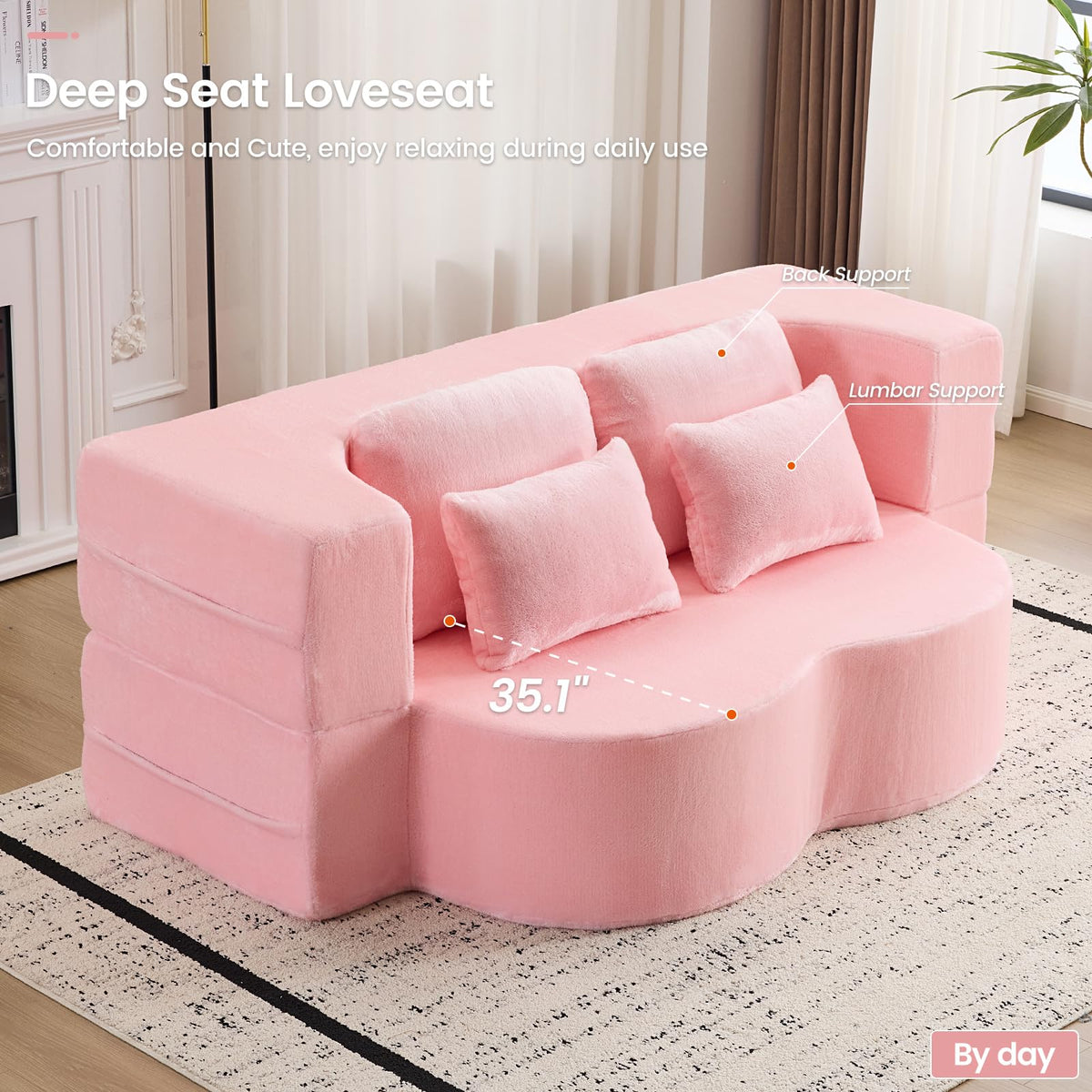 Pink Convertible Sofa Bed T853